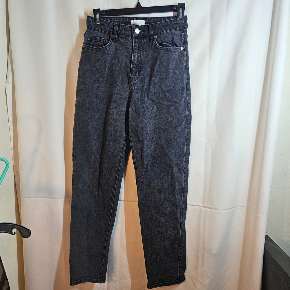 H&M‎ Mom Jeans High Waist Black Wash Denim Comfort Fit Womens Size 6